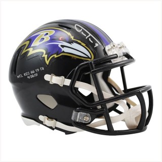 Autographed Baltimore Ravens Justin Tucker Fanatics Authentic Riddell Speed Mini Helmet with NFL Rec 66 YD FG 9-26-21 Inscription