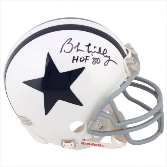 Autographed Dallas Cowboys Bob Lilly Fanatics Authentic Throwback 1960-1963 Mini Helmet with HOF 1980 Inscription