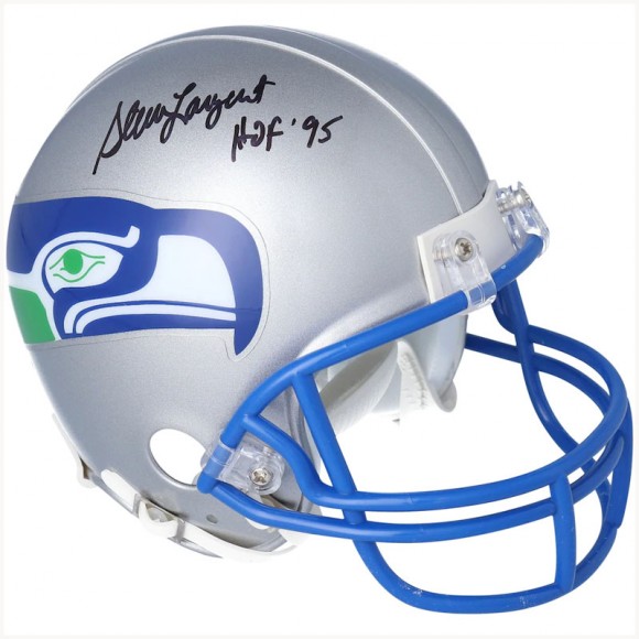 Autographed Seattle Seahawks Steve Largent Fanatics Authentic Riddell Throwback VSR4 Mini Helmet with HOF 95 Inscription